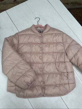 Zara Blush Quilted Puffer Jacket
